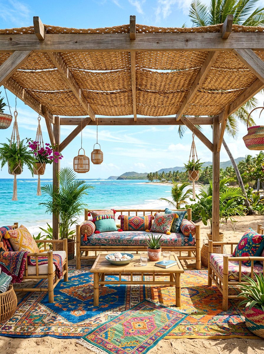 Straw Pergola Mats - 30 pergola shade ideas