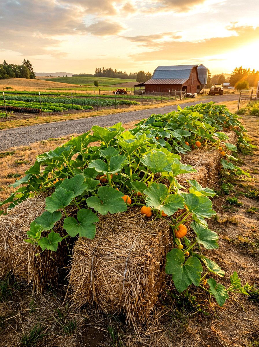 Straw bale garden bed - 30 raised garden bed ideas
