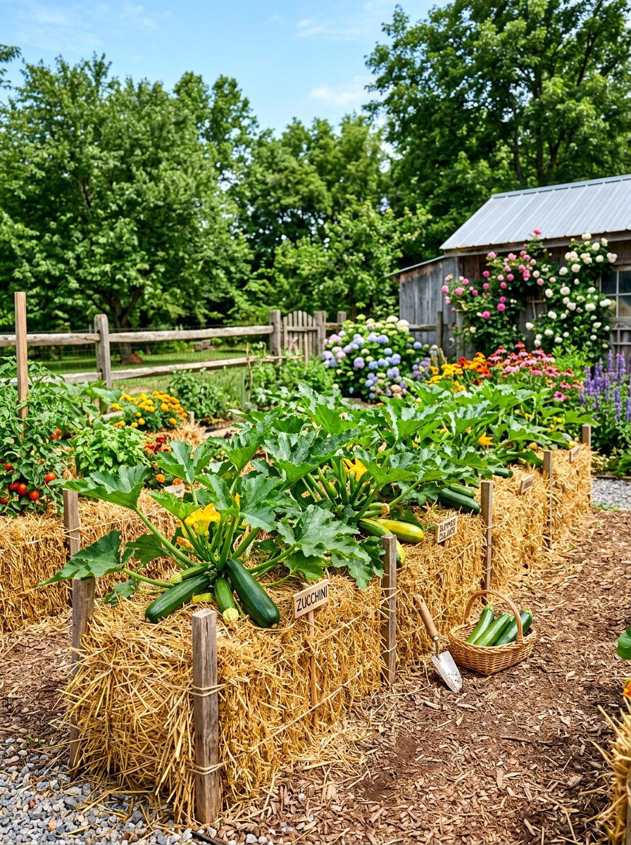 Straw bale vegetable gardens - 30 raised vegetable garden ideas