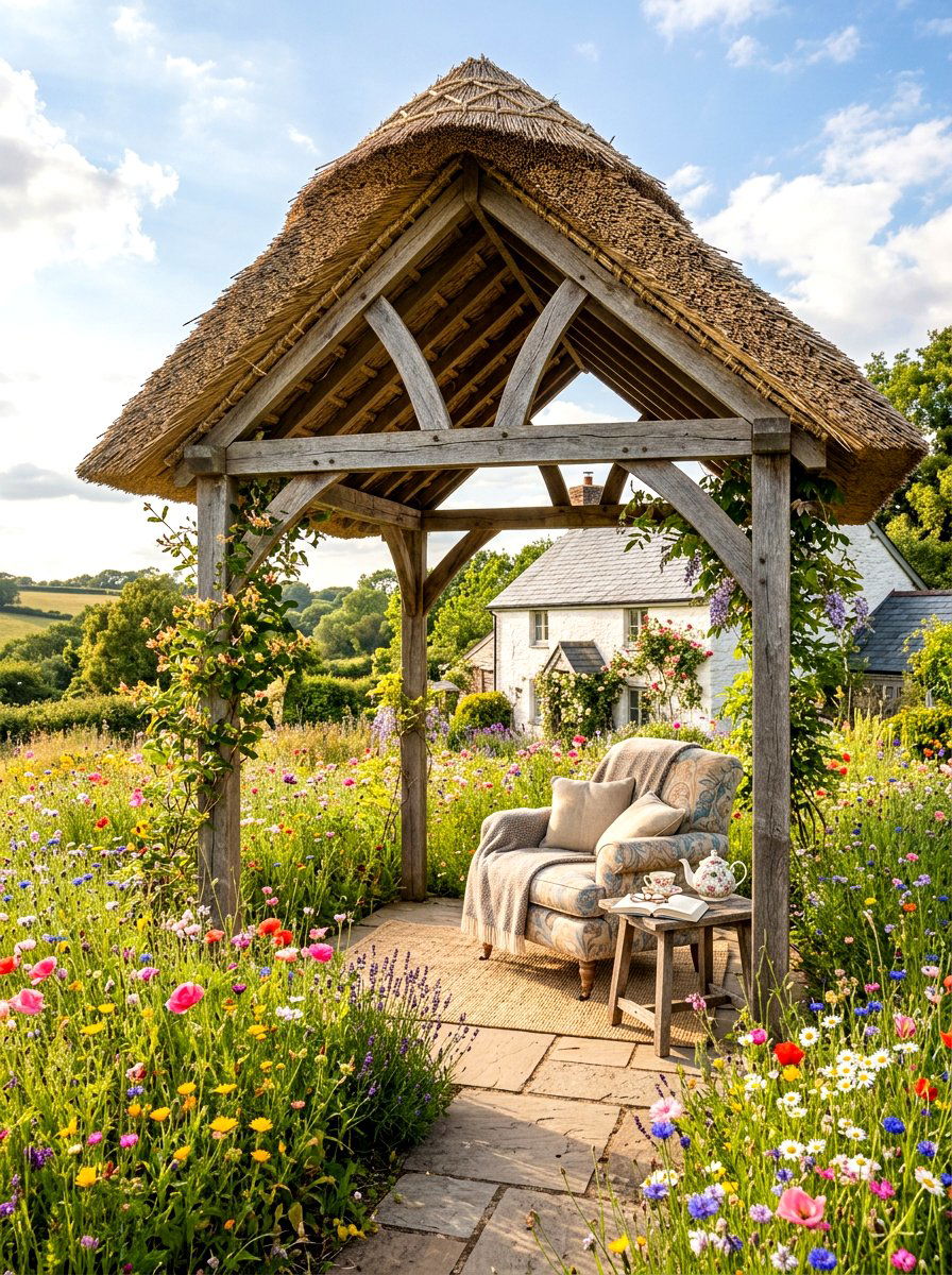 Straw roof covering - 30 pergola roof ideas