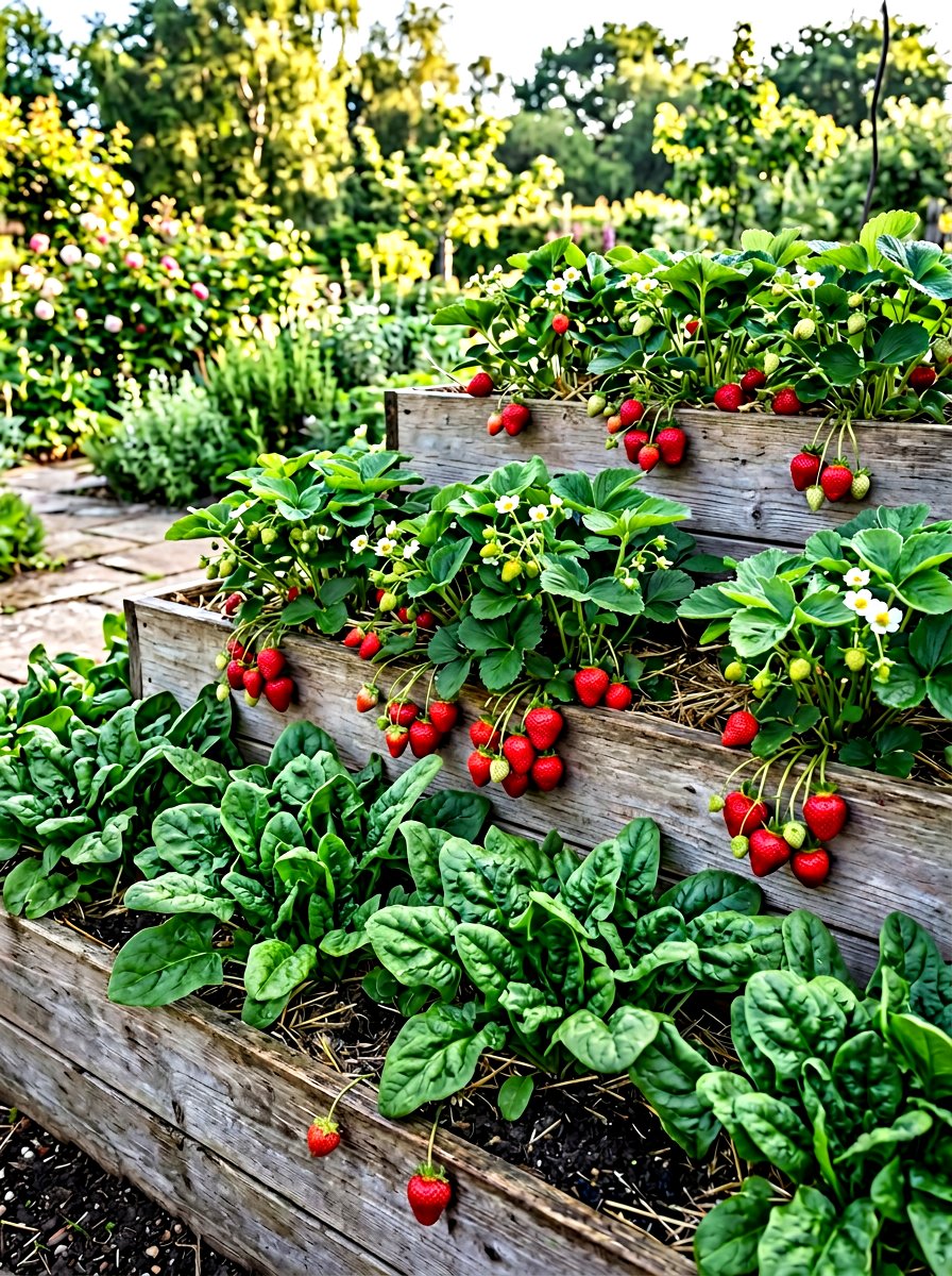 Strawberry And Spinach Companion Planting - 30 raised bed companion planting ideas