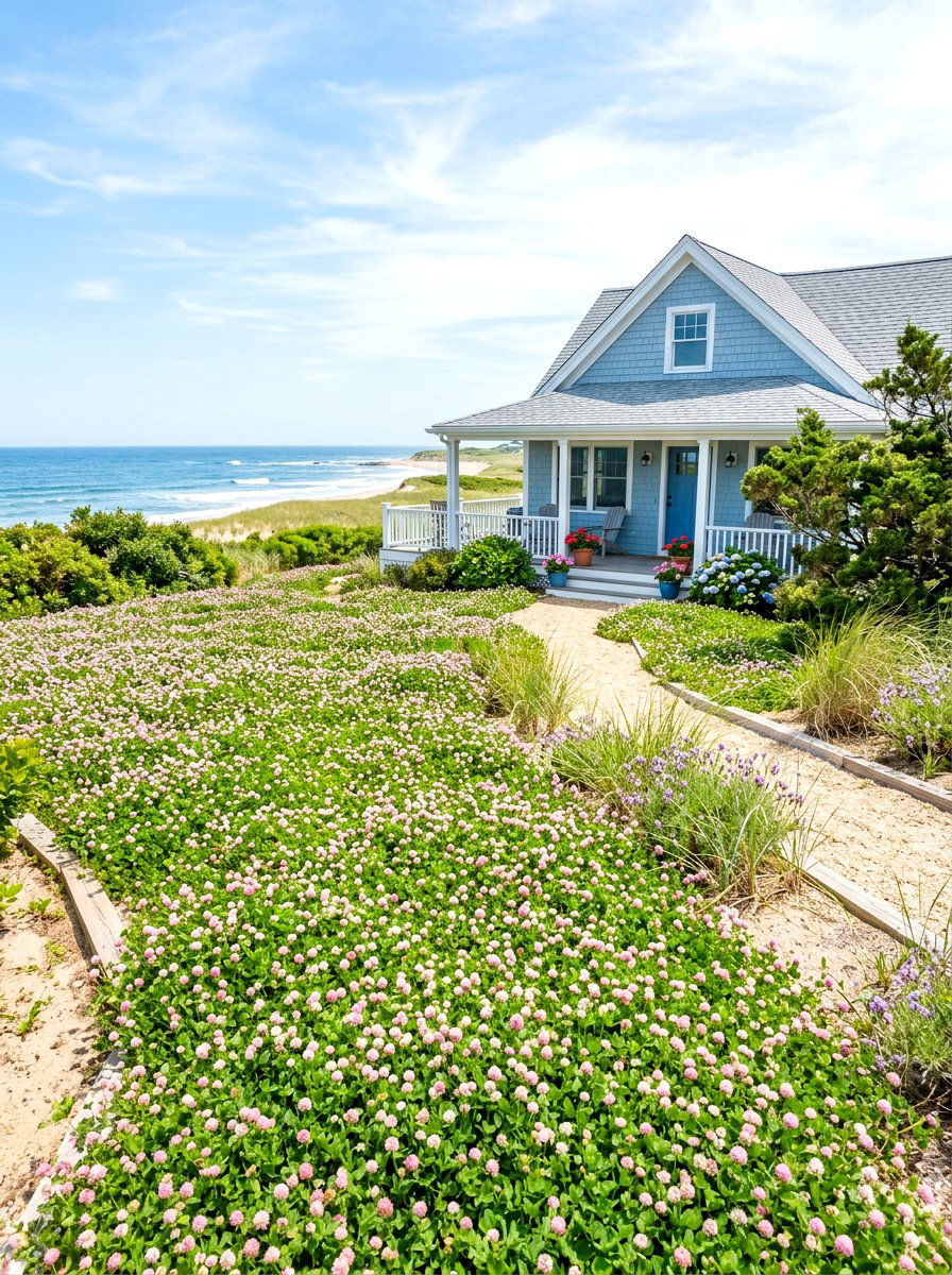 Strawberry Clover Lawn - 30 clover front lawn ideas