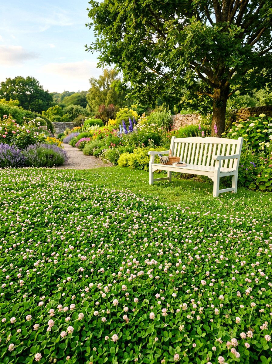 Strawberry Clover Lawn - 30 clover backyard ideas