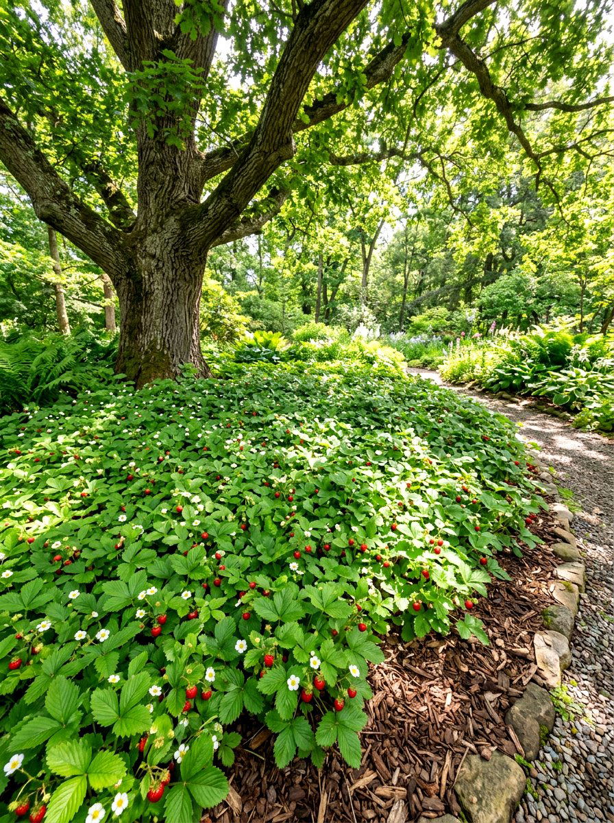 Strawberry Groundcover - 30 edible backyard landscaping ideas
