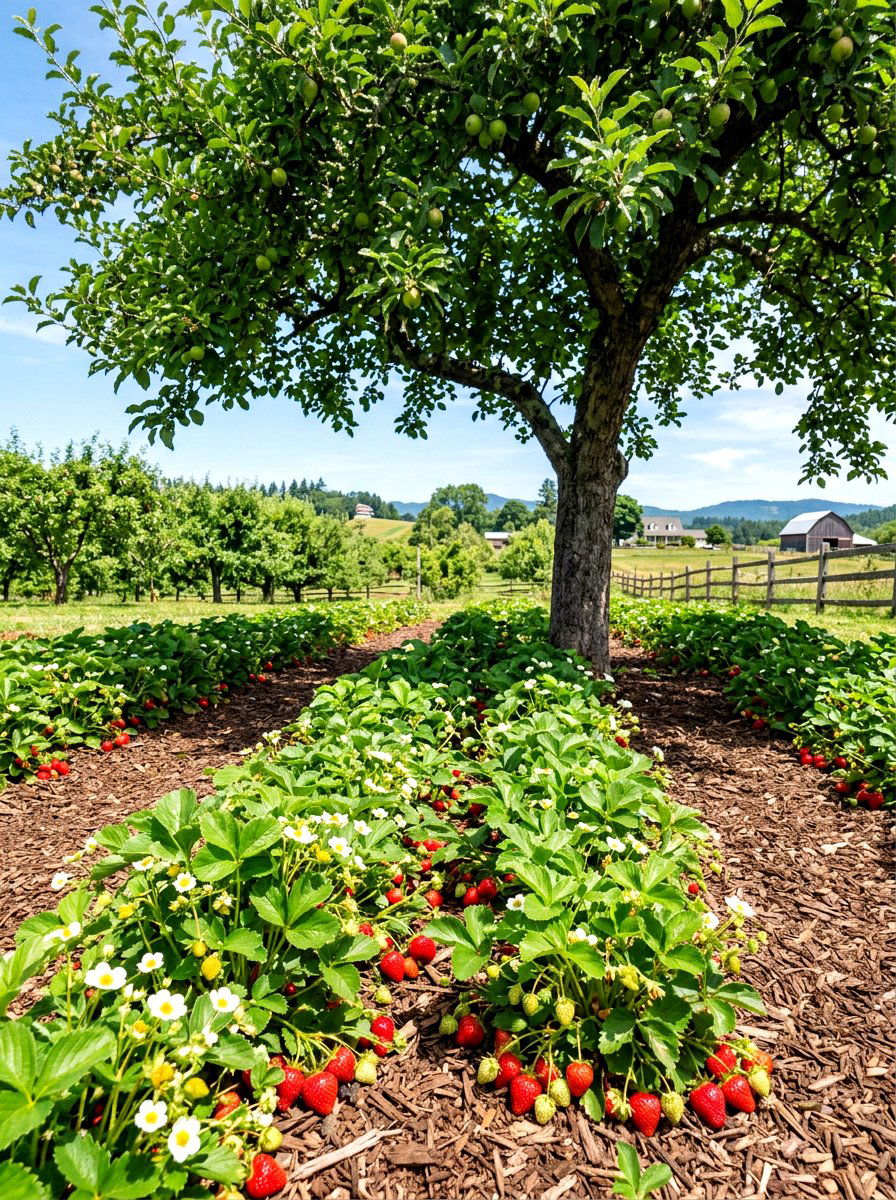 Strawberry Patch Under Apple Tree - 30 apple tree border ideas