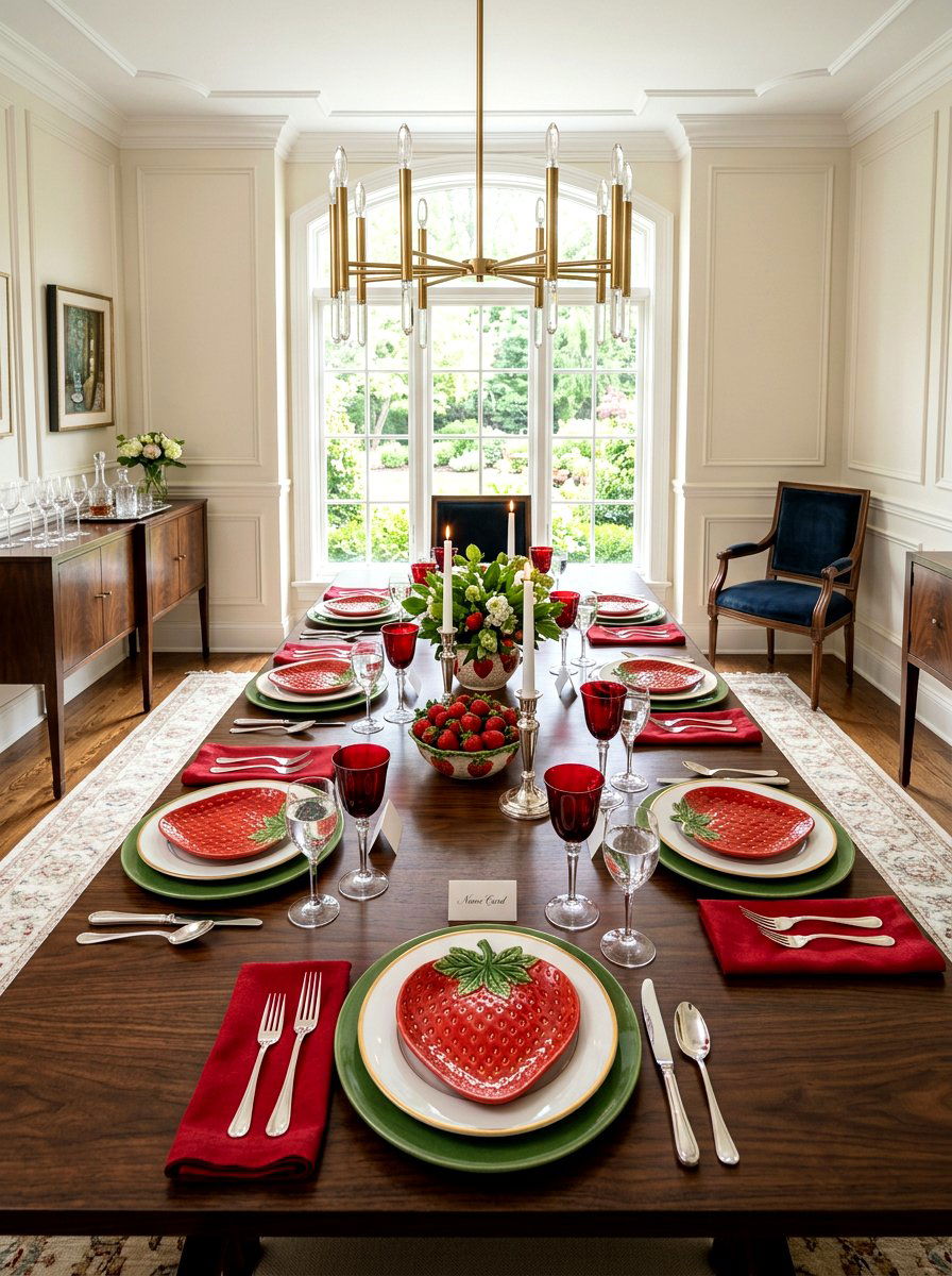 Strawberry Place Settings - 30 strawberry table decor ideas