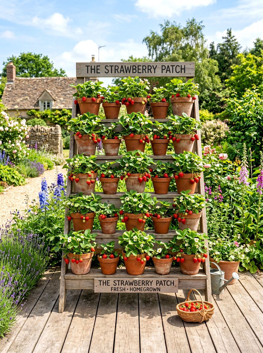 Strawberry Planter Station - 30 edible entertaining backyard ideas