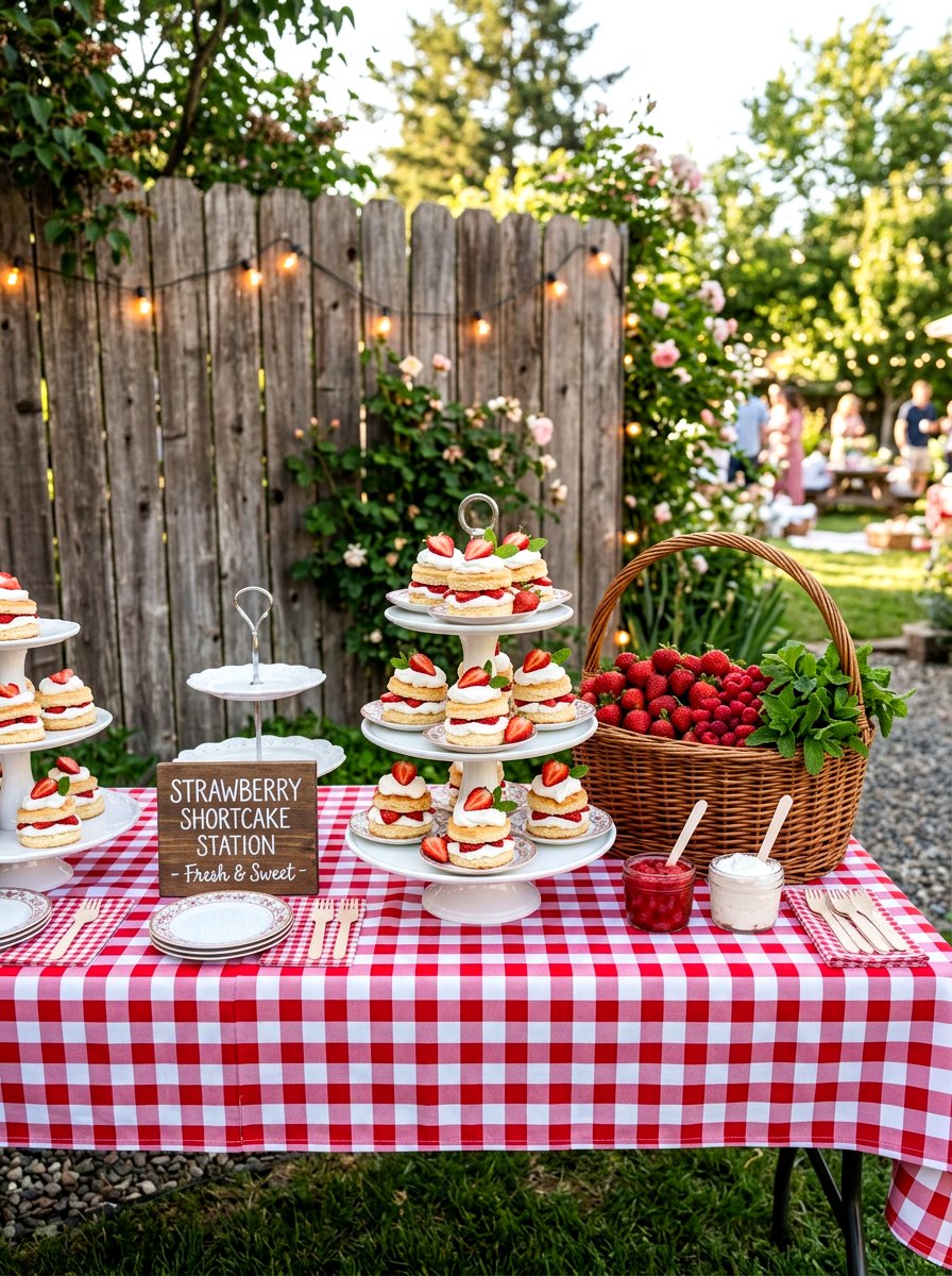 Strawberry Shortcake Station - 30 berry table summer ideas