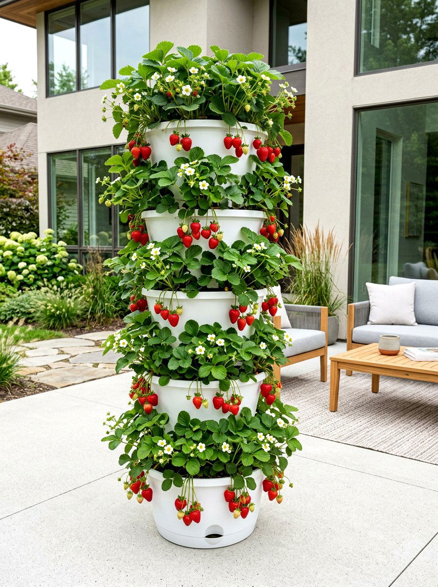 Strawberry Tower - 30 vegetable container garden ideas