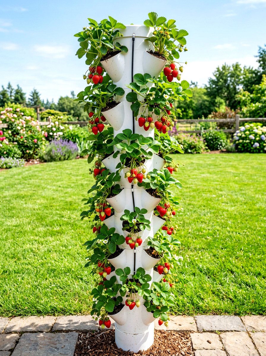 Strawberry Tower Vertical Planter Box - 30 vertical planter box ideas