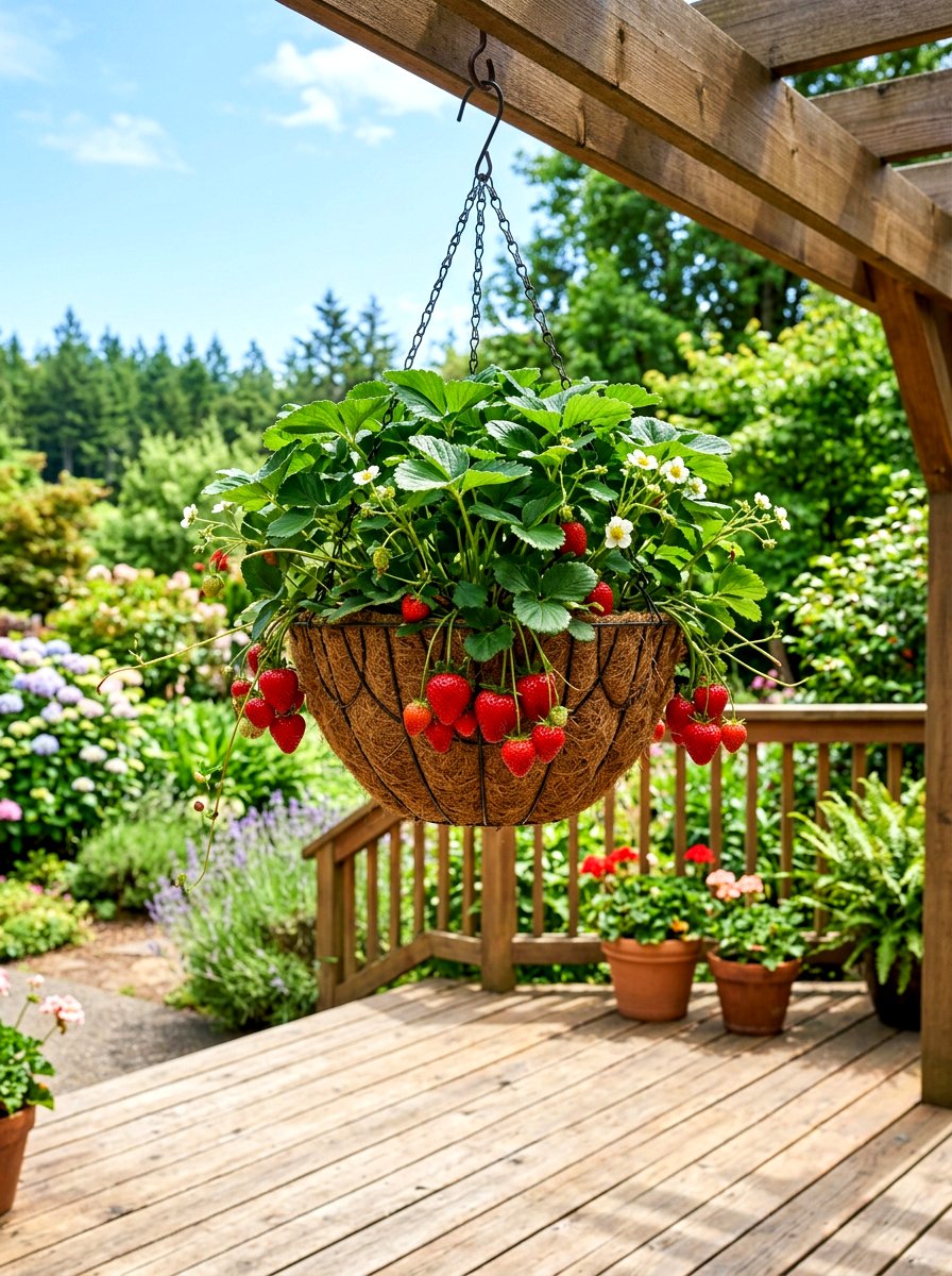 Strawberry hanging basket - 30 hanging basket ideas