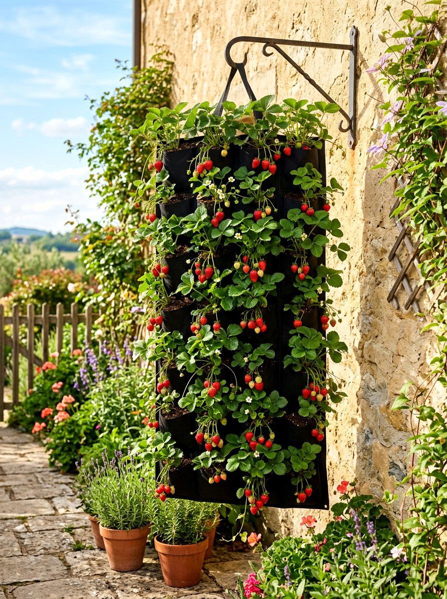 Strawberry pocket planter - 30 strawberry planter ideas