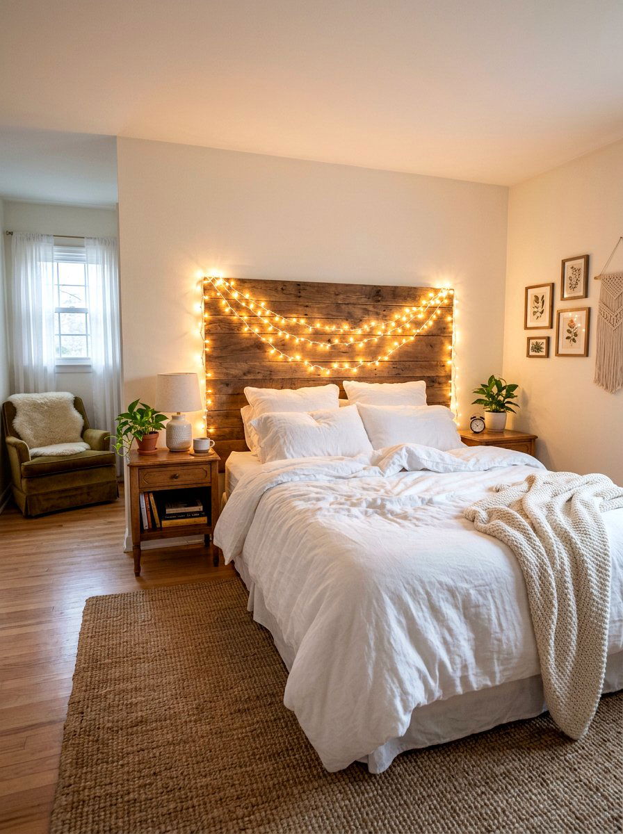 String Fairy Light Decor - 30 ambient lighting bedroom ideas