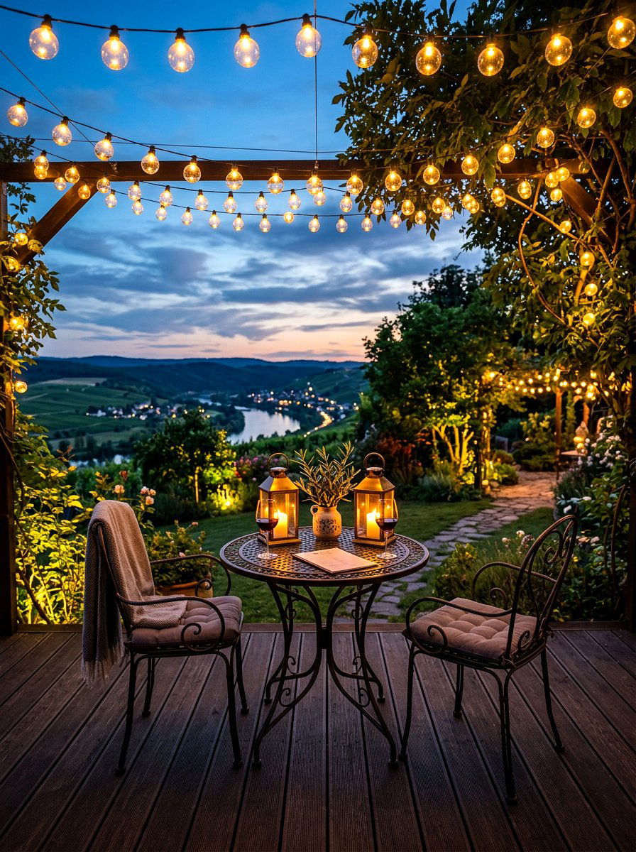 String Light Bistro Ambience - 30 bistro patio ideas