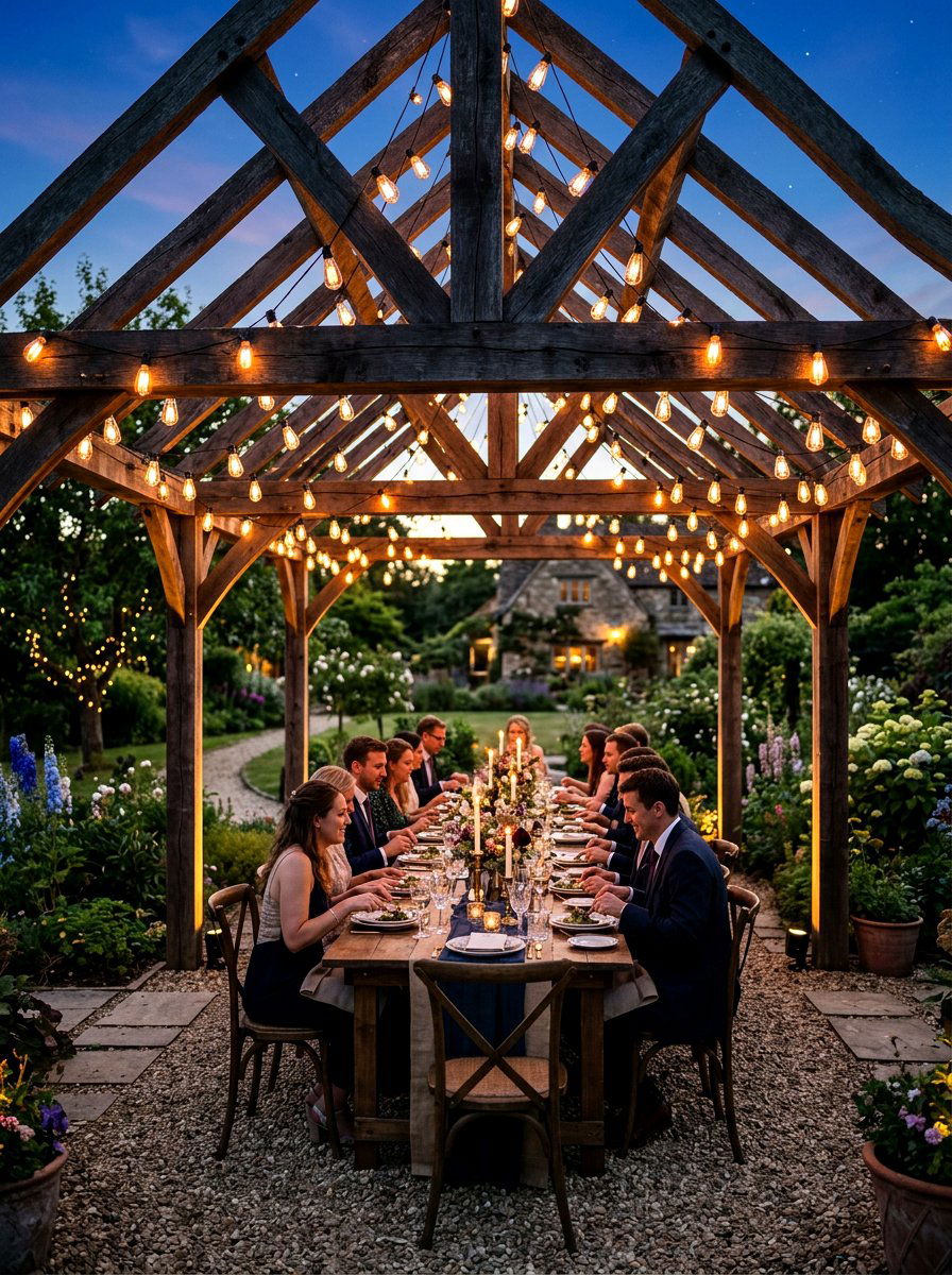 String Light Pavilion - 30 rustic pavilion ideas