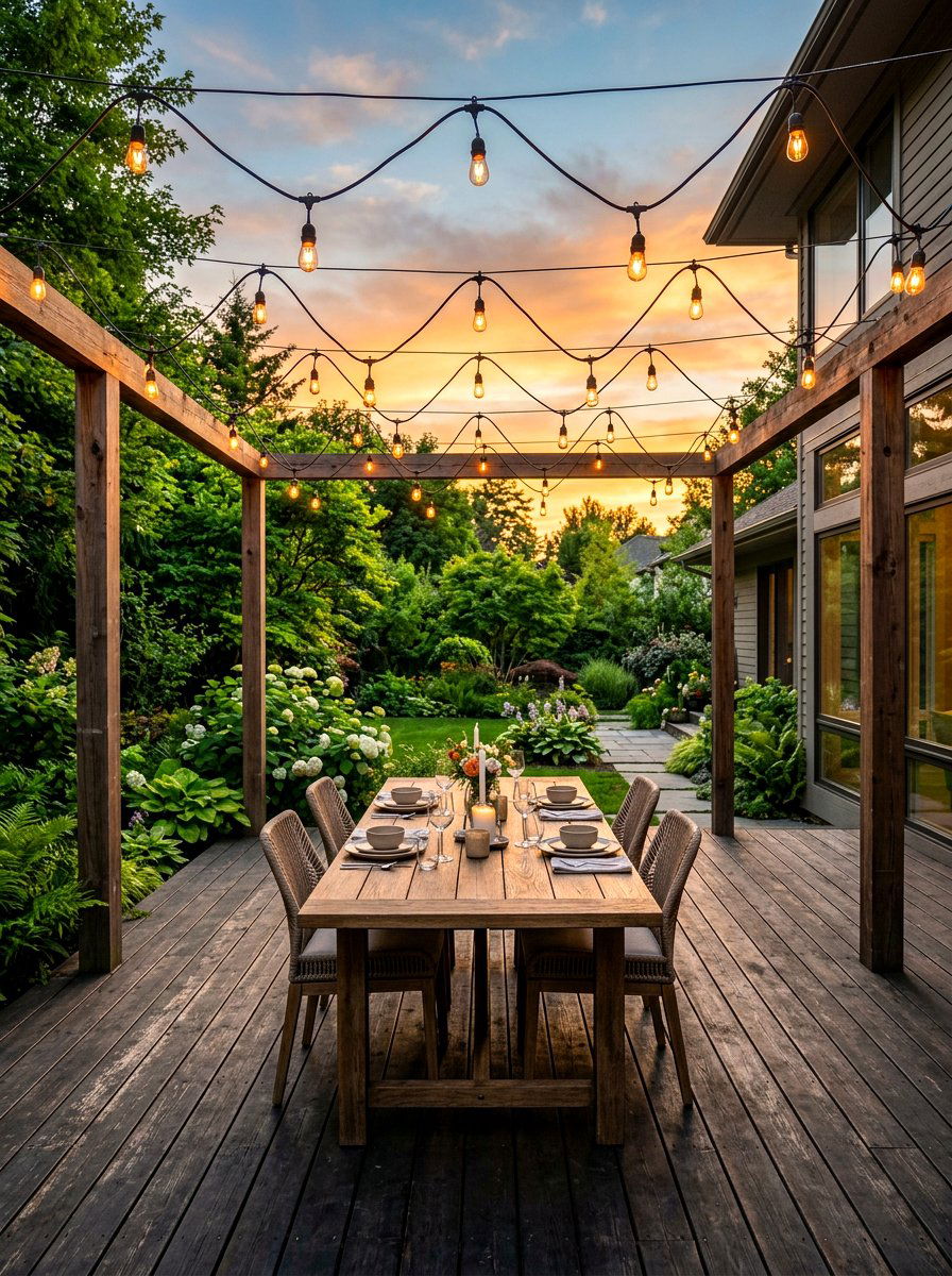 String Lighting Layout - 30 cozy patio ideas
