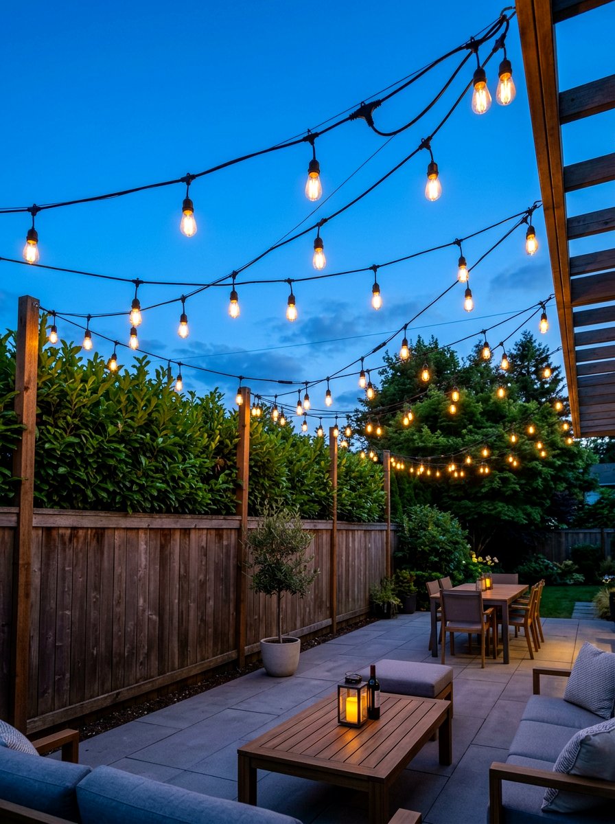 String Lights - 30 family cookout backyard ideas