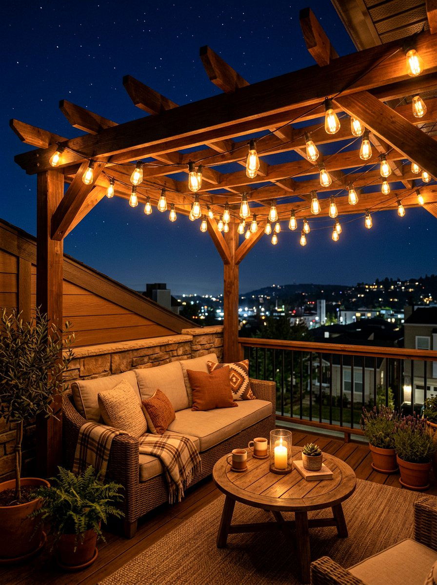 String Lights Decor - 30 apartment patio ideas