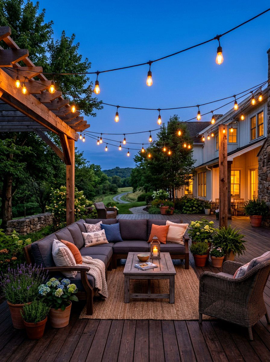String Lights For Patio - 30 moody outdoor lighting ideas