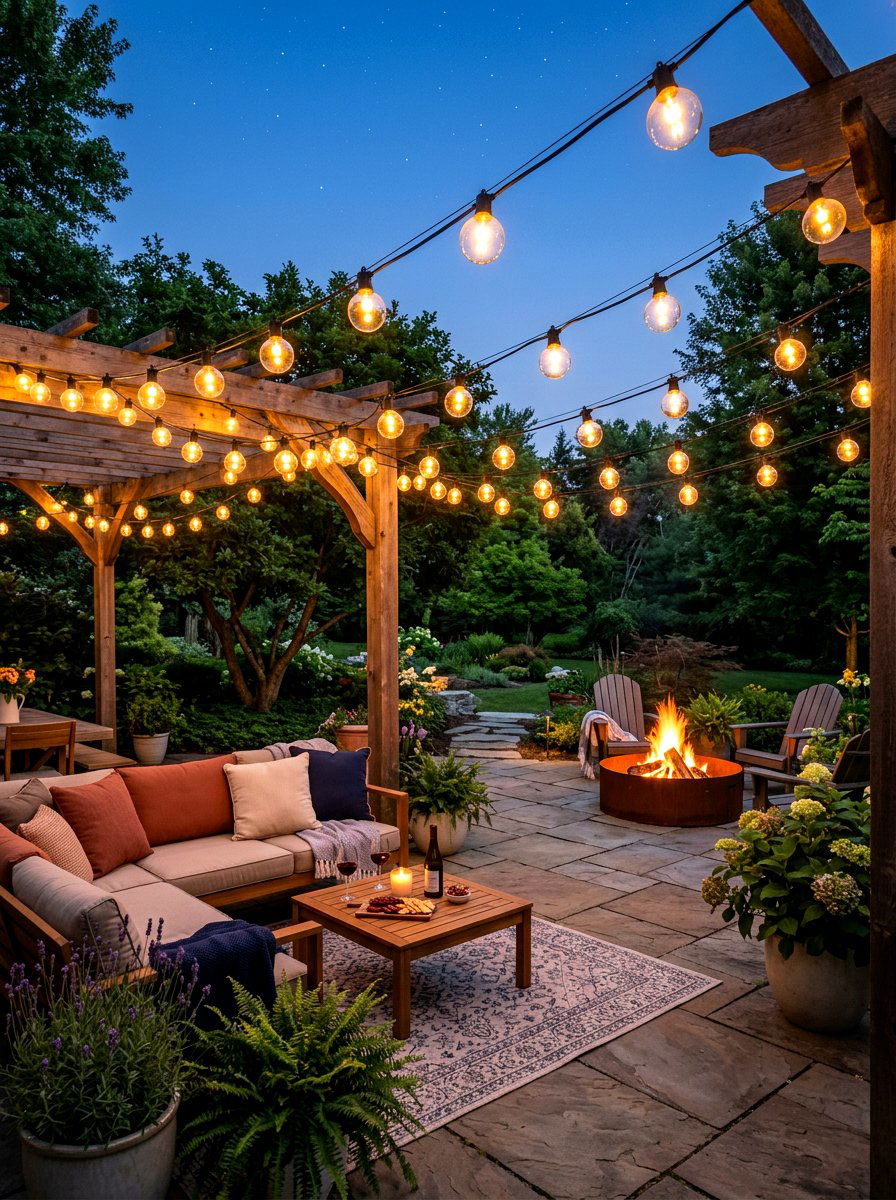 String Lights For Patio - 30 East Coast patio ideas