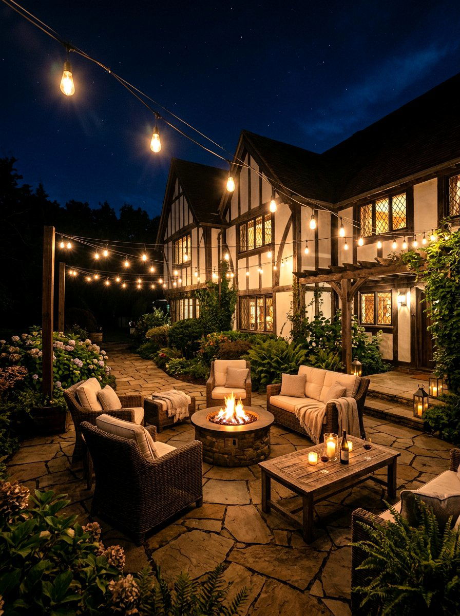String Lights For Tudor Patio - 30 Tudor exterior lighting ideas