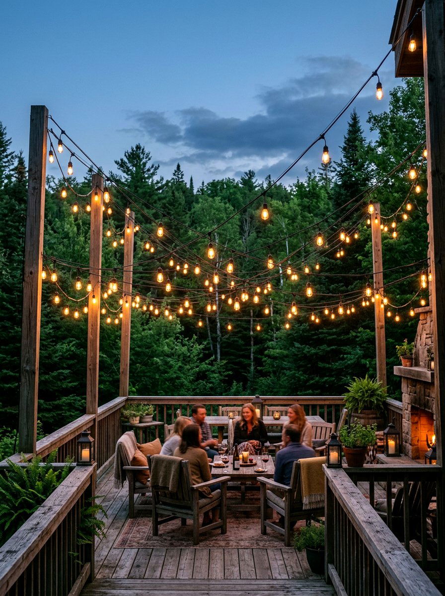 String Lights Layout - 30 backyard entertaining ideas