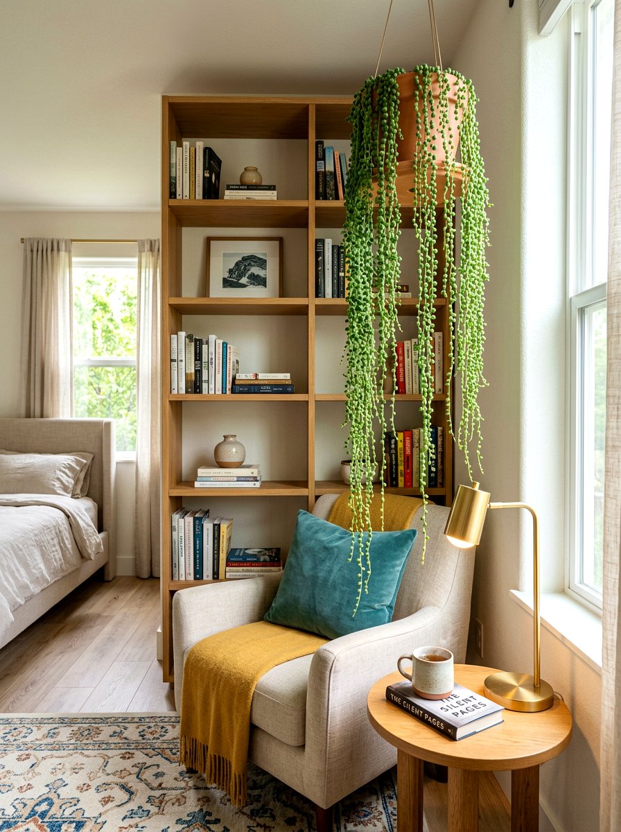String Of Pearls Shelf - 30 bedroom plant decor ideas