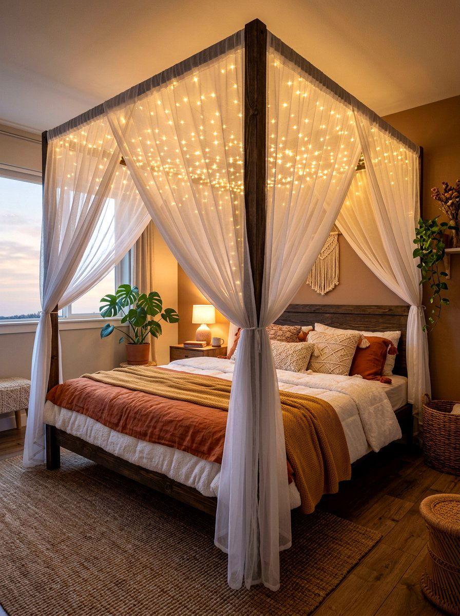 String light canopy bed - 30 draped canopy bed ideas