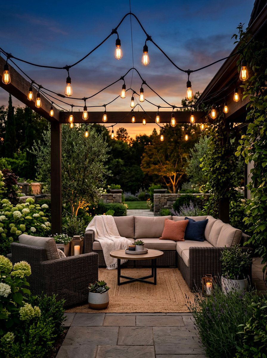 String light for patio - 30 landscape lighting ideas
