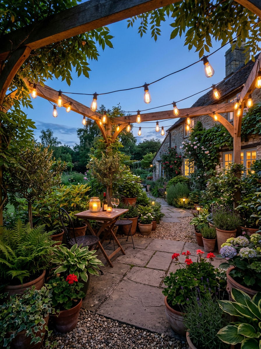 String light garden ambiance - 30 urban garden ideas