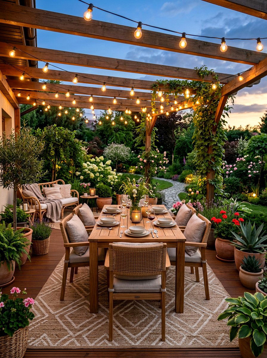 String light over patio - 30 outdoor lighting ideas