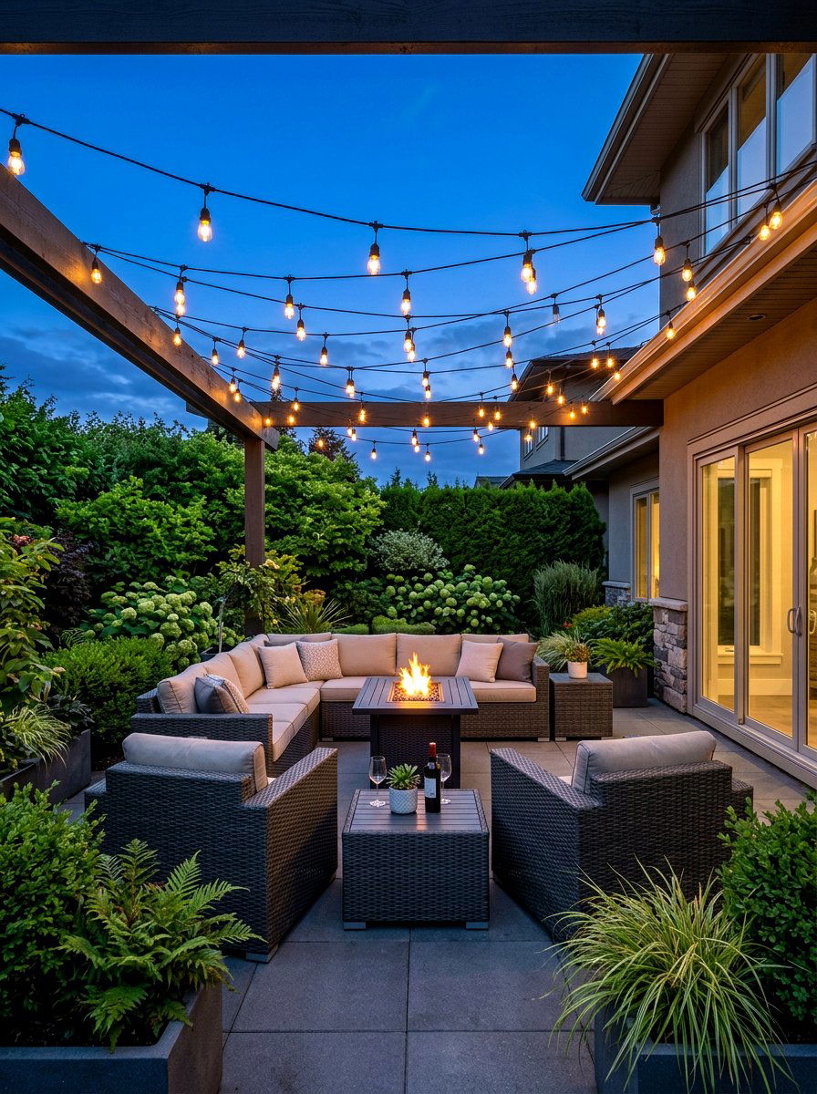 String light patio - 30 twilight patio decor ideas