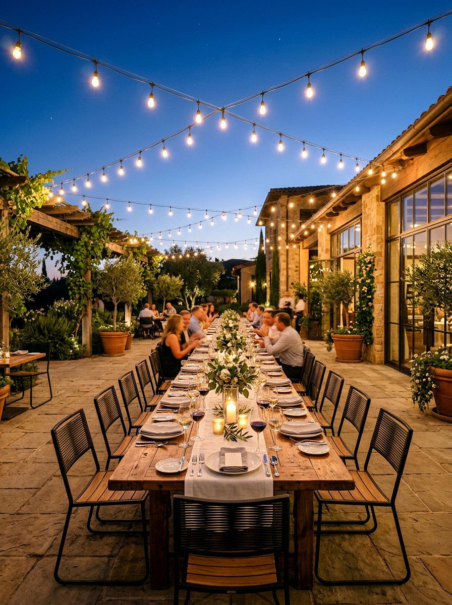 String light patio dining - 30 starlit patio hosting ideas