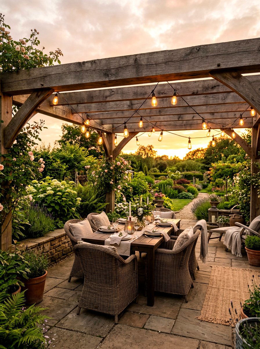 String lighting setup - 30 Scandinavian patio ideas