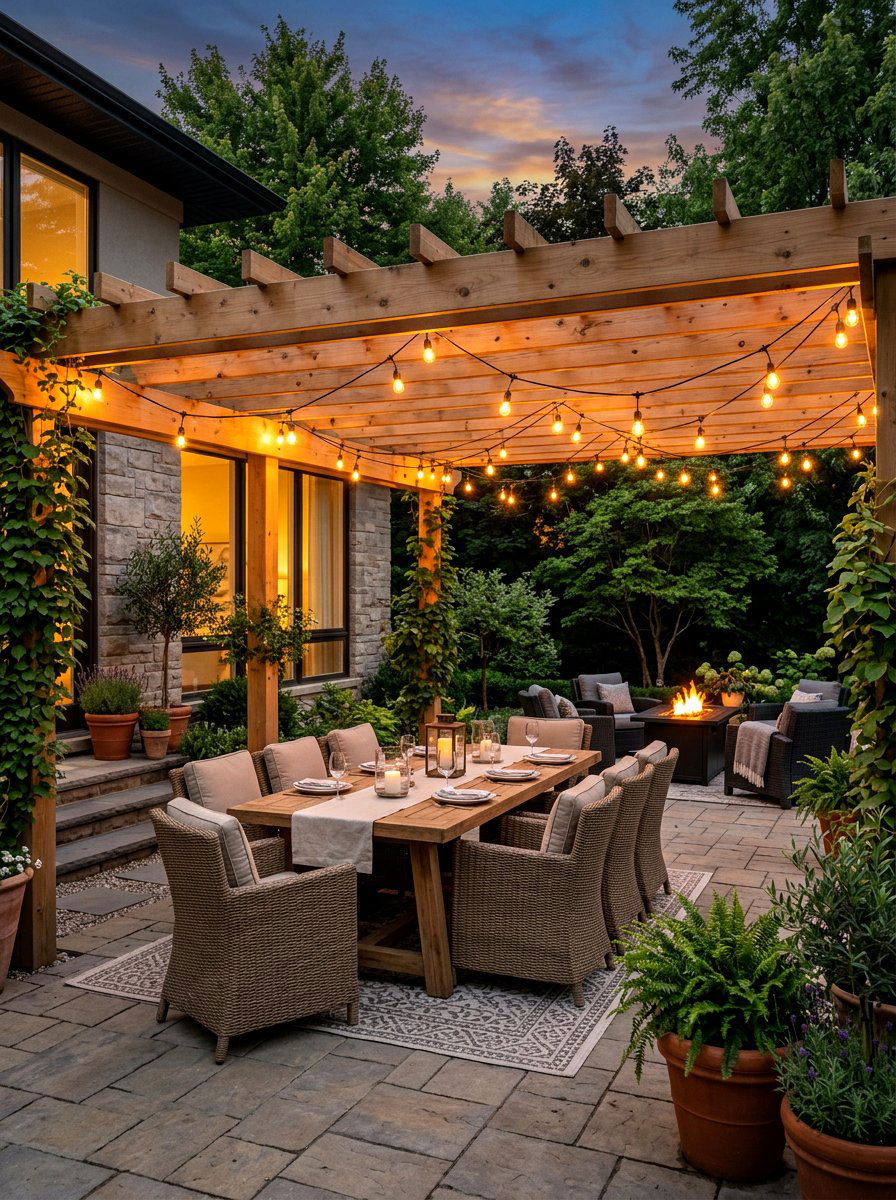 String lights for patio - 30 modern outdoor lighting ideas