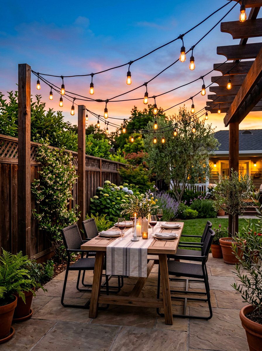 String lights - 30 city backyard garden ideas