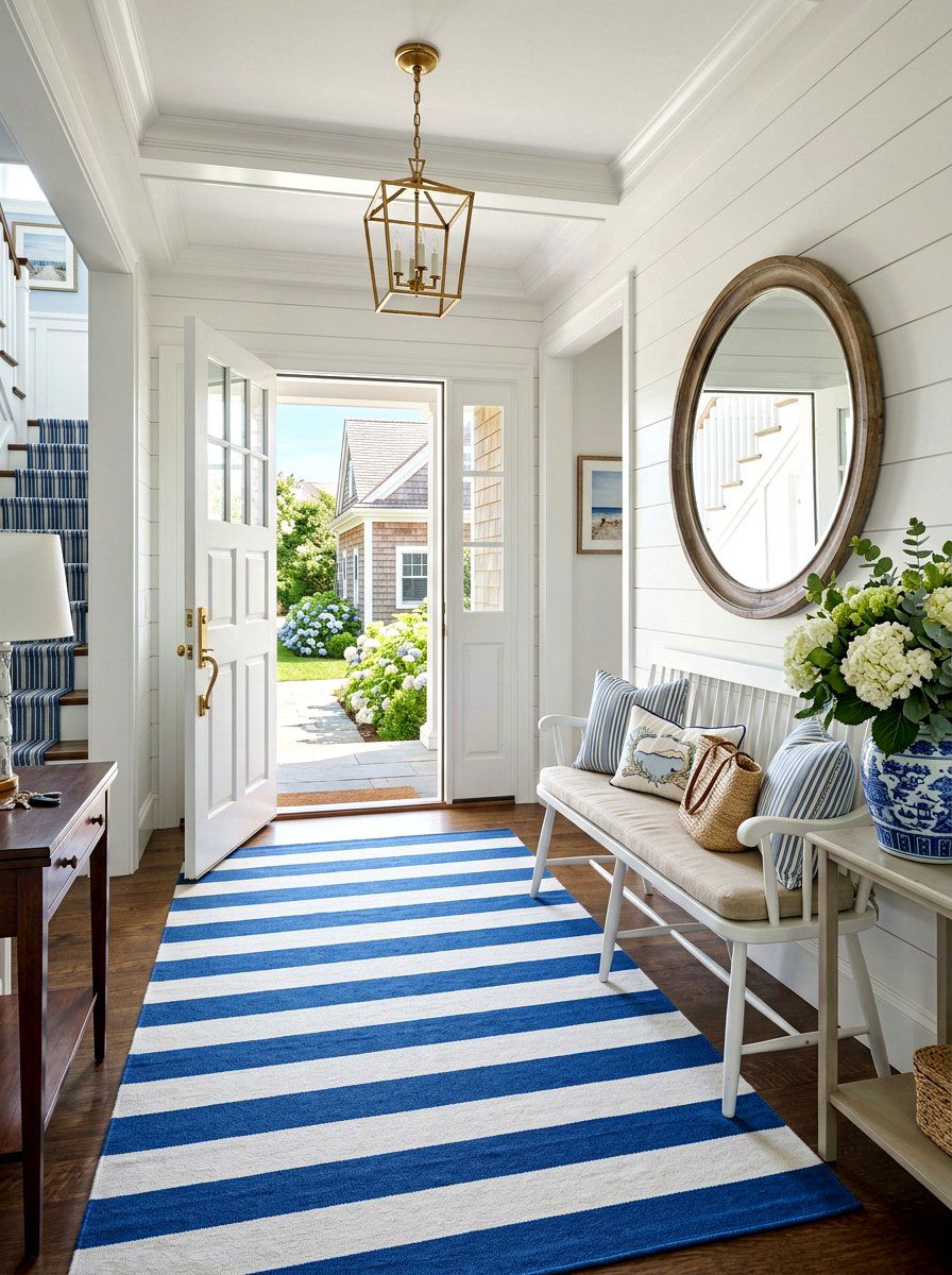 Striped Area Rug - 30 Hamptons entryway ideas