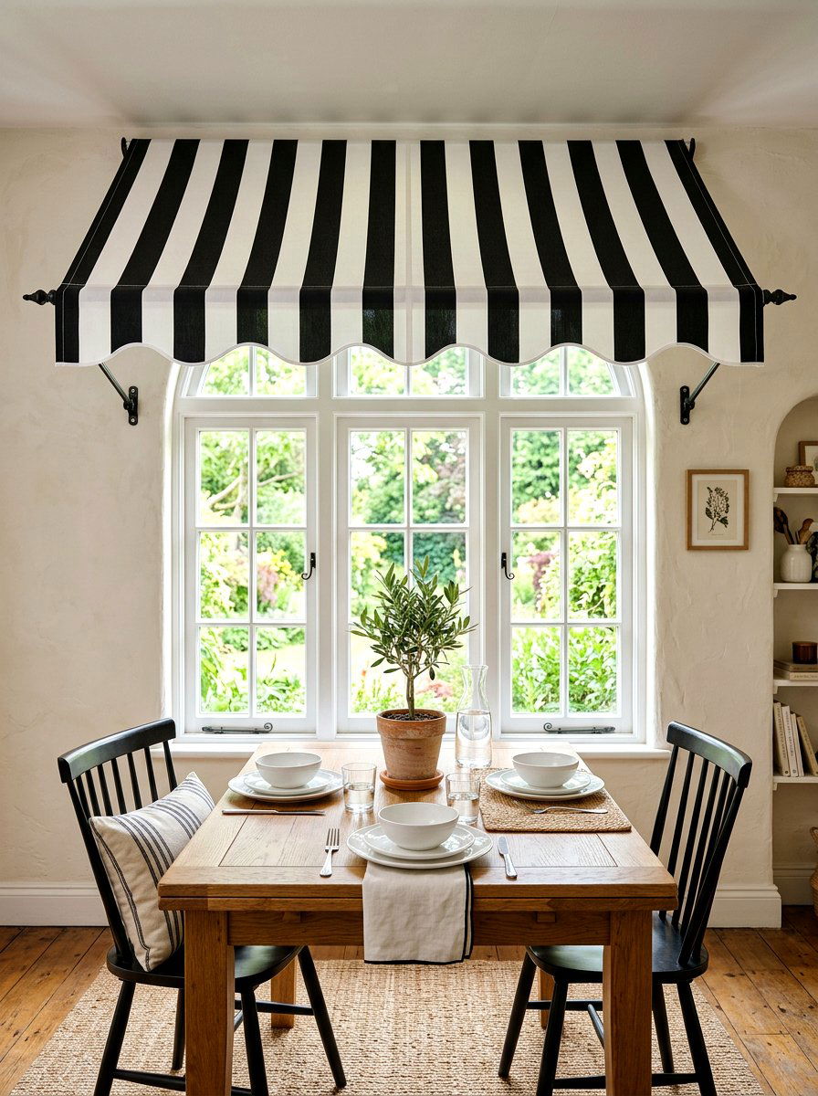 Striped Awning Accent - 30 bistro dining room ideas