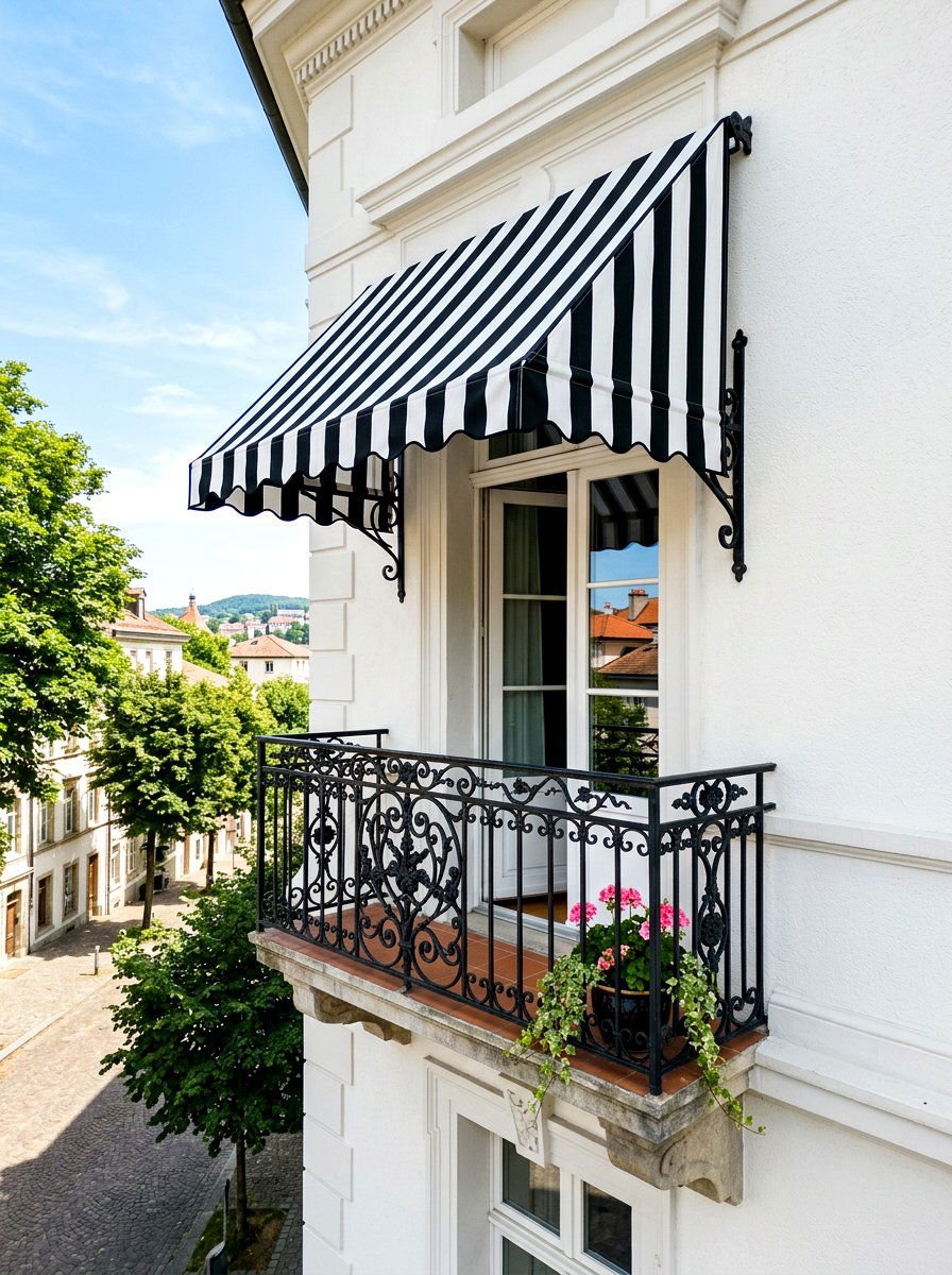 Striped Awning - 30 Juliet balcony decor ideas