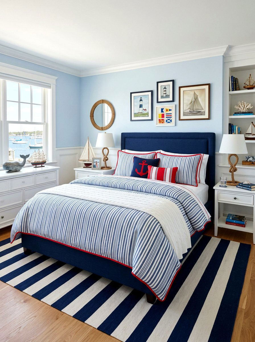 Striped Bedding With Contrast Piping - 30 piped bedding bedroom ideas