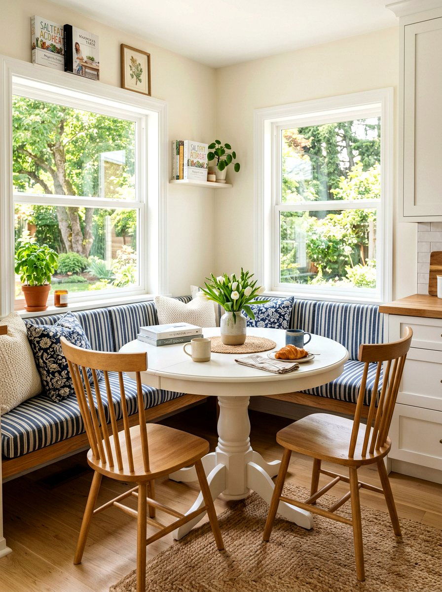 Striped Breakfast Nook - 30 bold stripe decor ideas