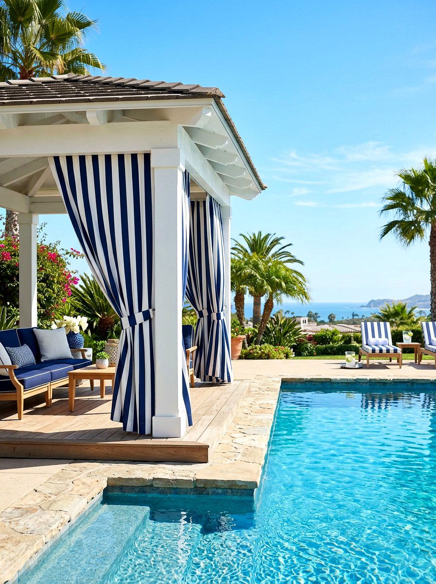 Striped Cabana Curtain - 30 gazebo curtain ideas