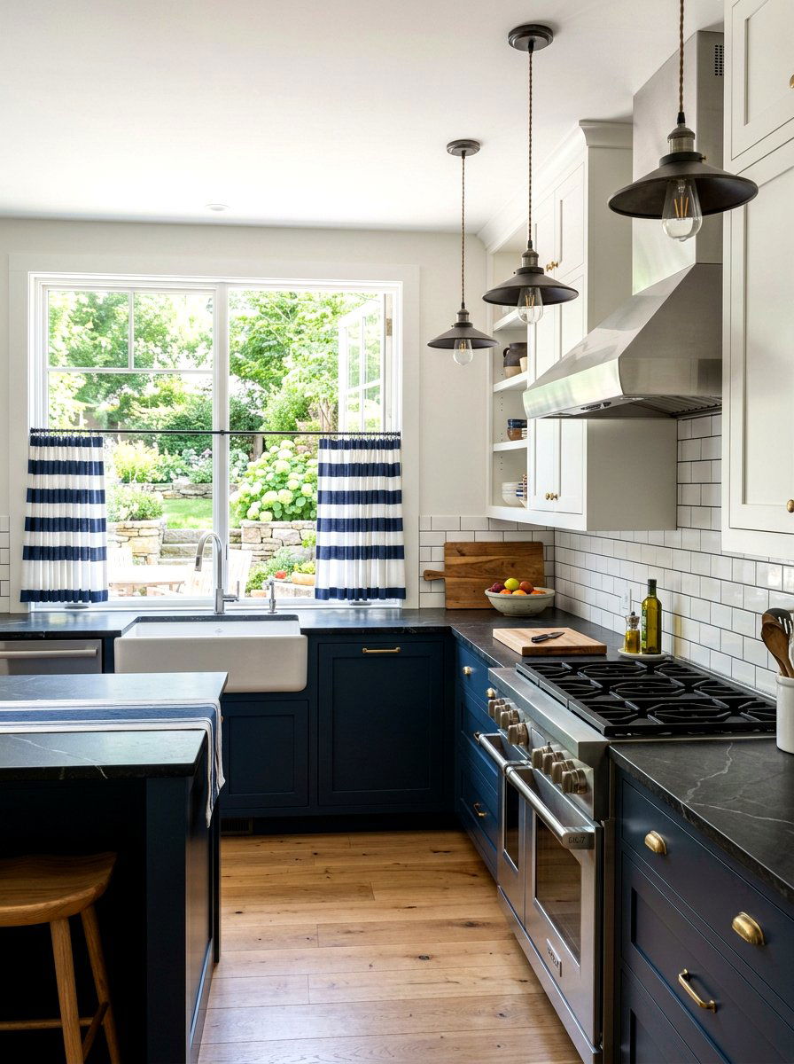 Striped Cafe Curtain Kitchen - 30 cafe curtain kitchen ideas
