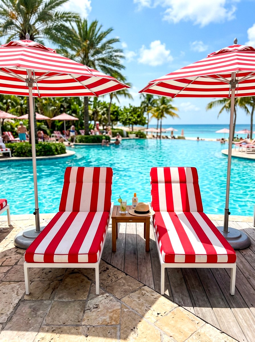 Striped Chaise Pair - 30 chaise pair patio ideas
