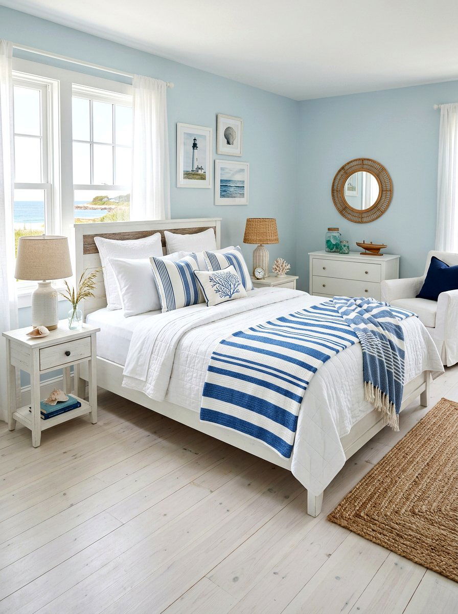 Striped Cotton Blanket - 30 spring bedroom glow up ideas