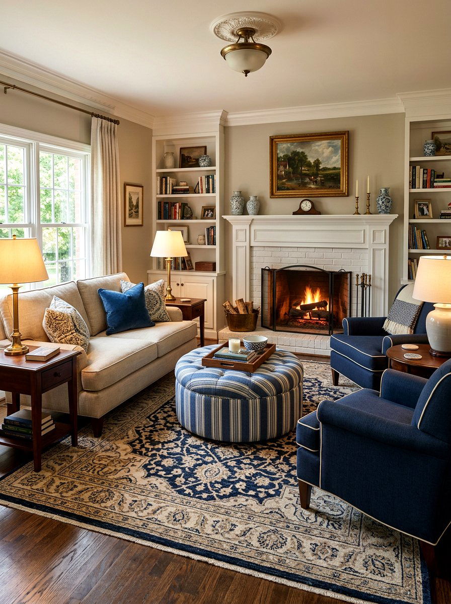 Striped Fabric Ottoman - 30 ottoman coffee table ideas