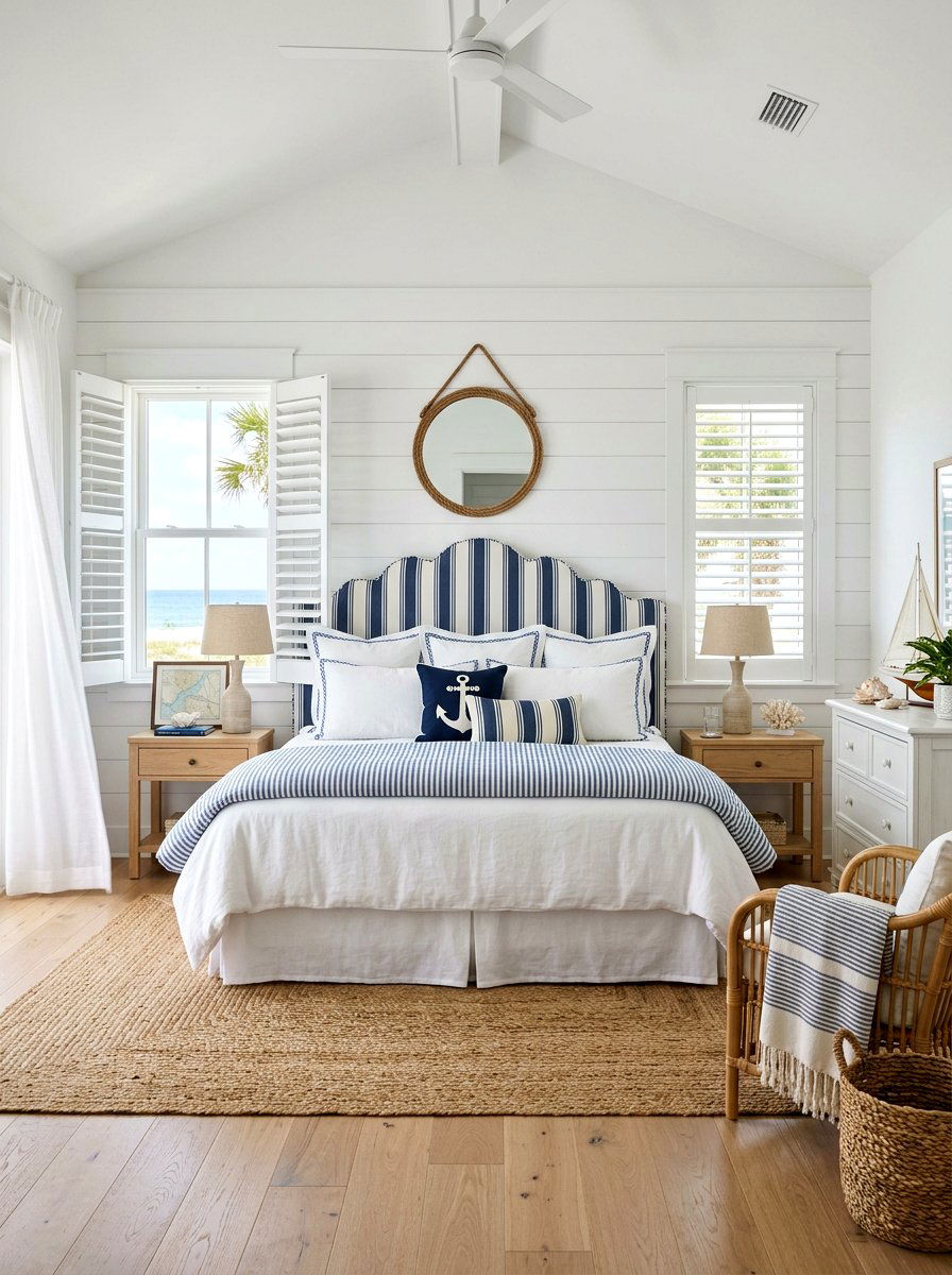 Striped Fabric Scalloped Headboard - 30 scalloped headboard ideas