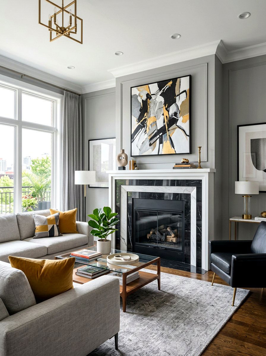 Striped Fireplace Surround - 30 bold stripe decor ideas