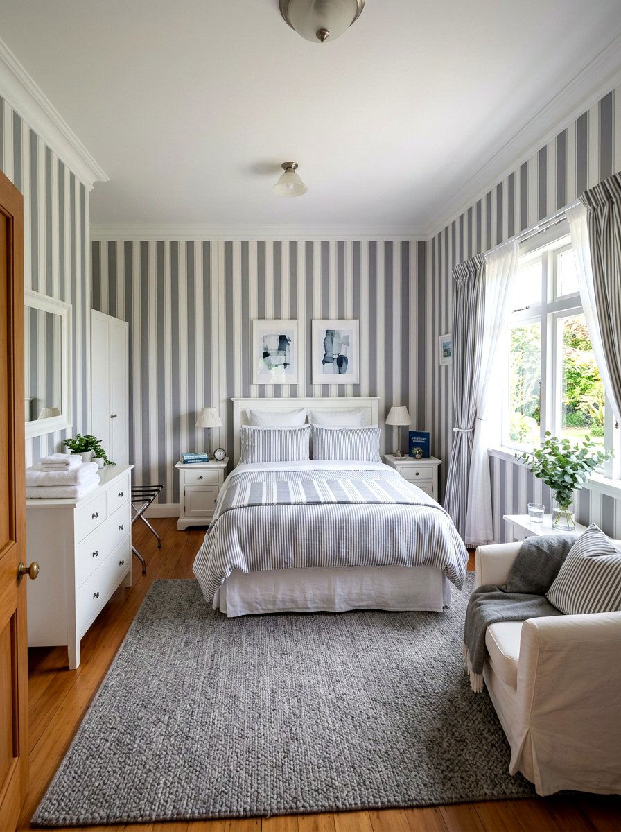 Striped Guest Suite - 30 bold stripe decor ideas