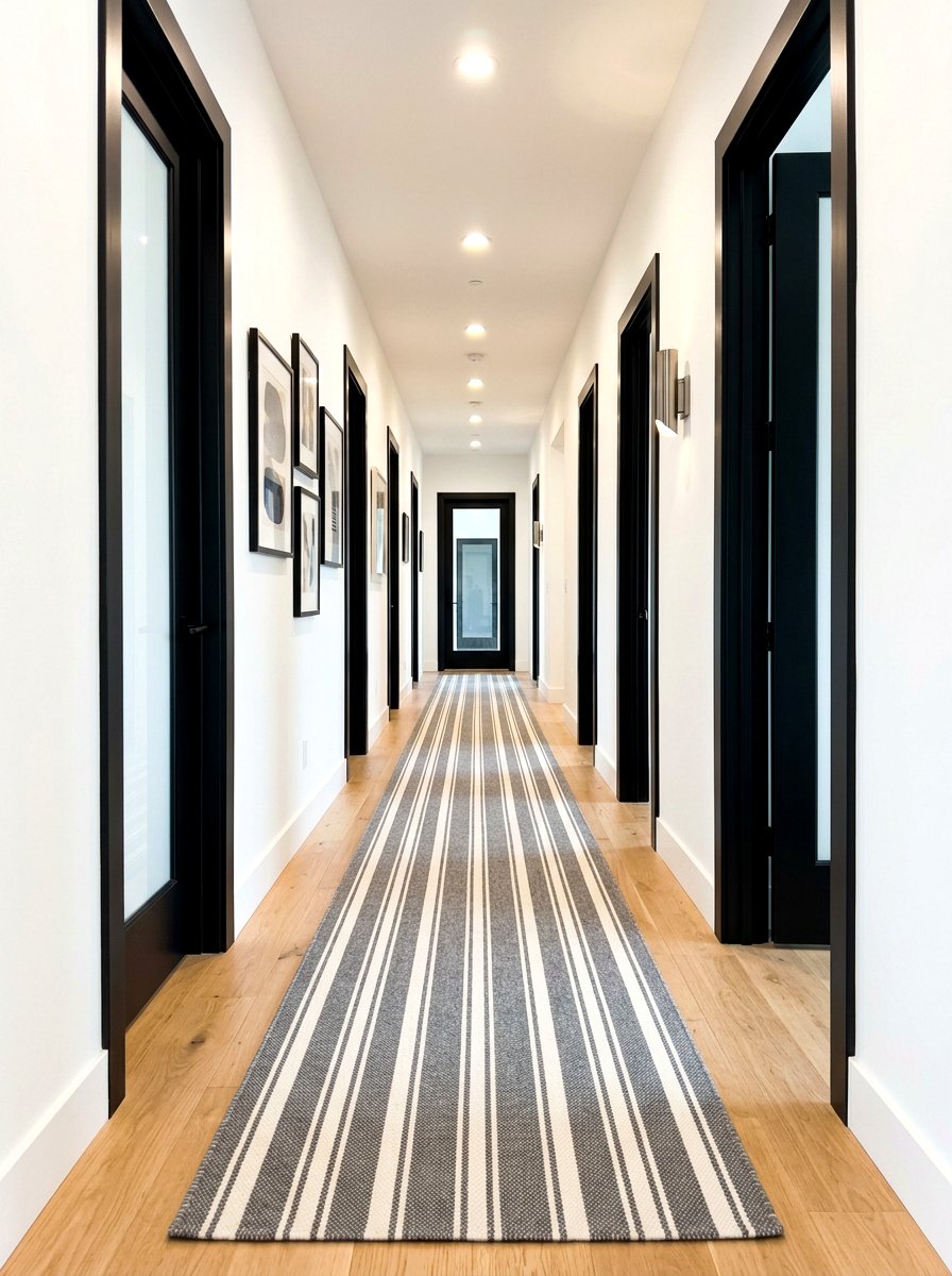 Striped Hallway Runner - 30 bold stripe decor ideas